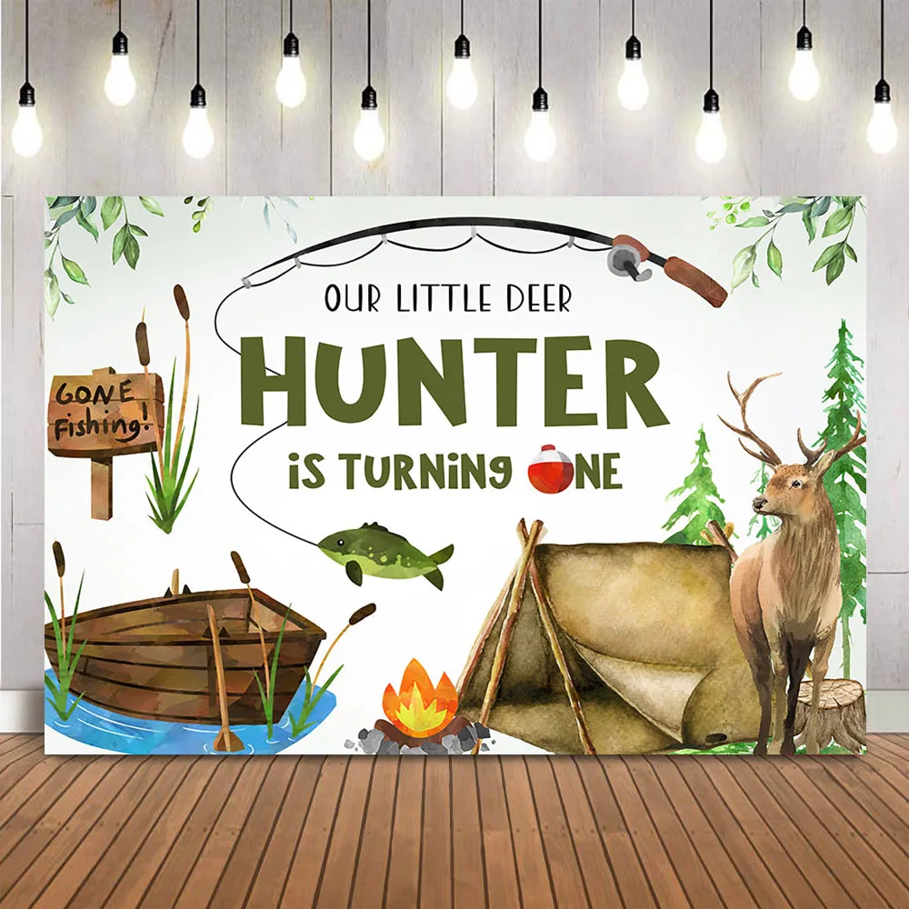 Hunting Outdoor Background - Fondo de fotografía de primer cumpleaños