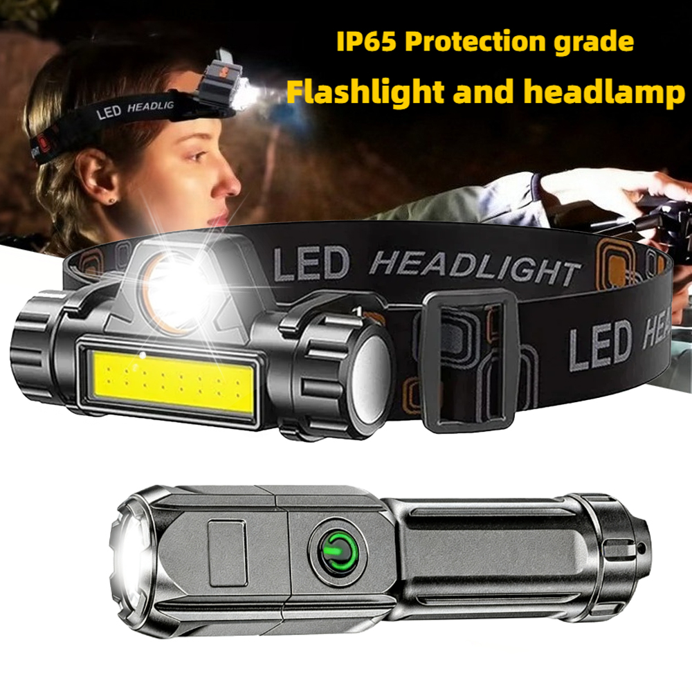 Headlamp Tactical Bright - Linterna superbrillante, linterna frontal LED recargable