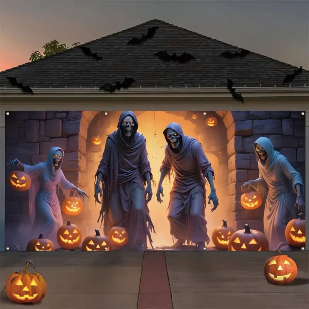 Hunting Outdoor Background - VIKAMA-pancarta de garaje de Halloween, 180x400cm,
